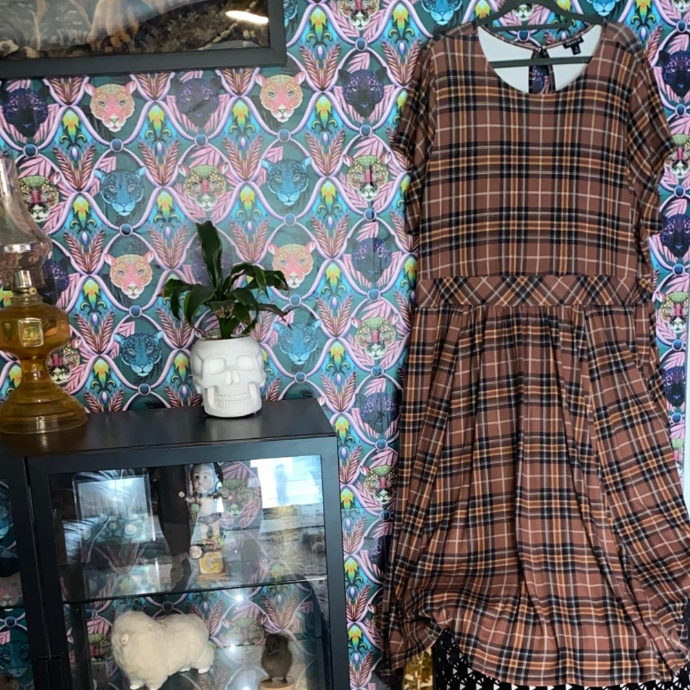 Torrid Brown and White Plaid Dress